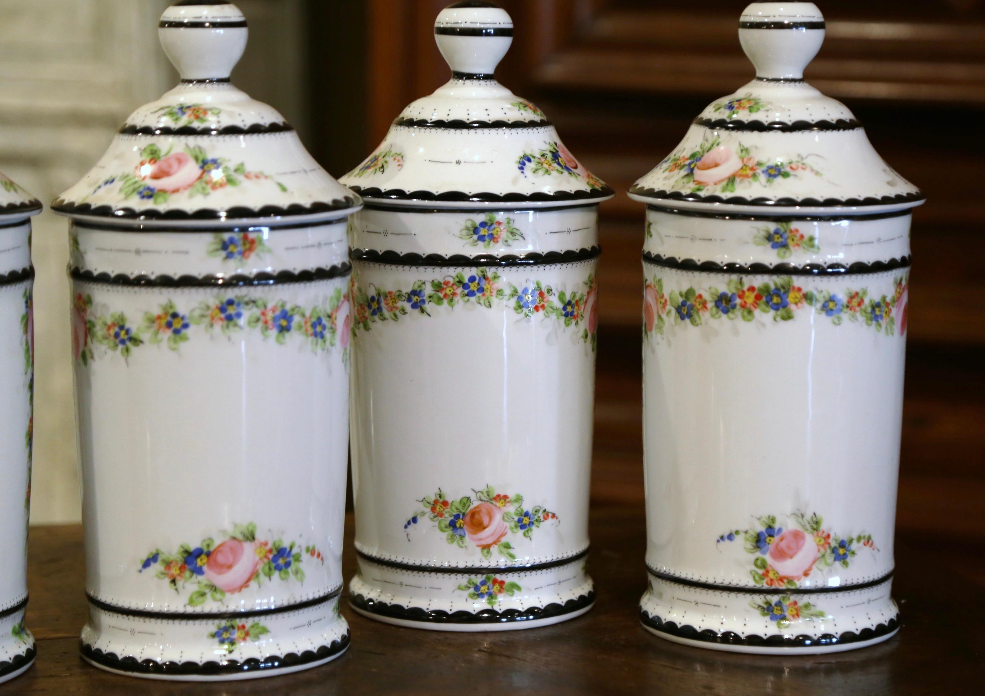 Midcentury French Limoges Porcelain Apothecary or Pharmacy Jars, Set of 6 For Sale 8