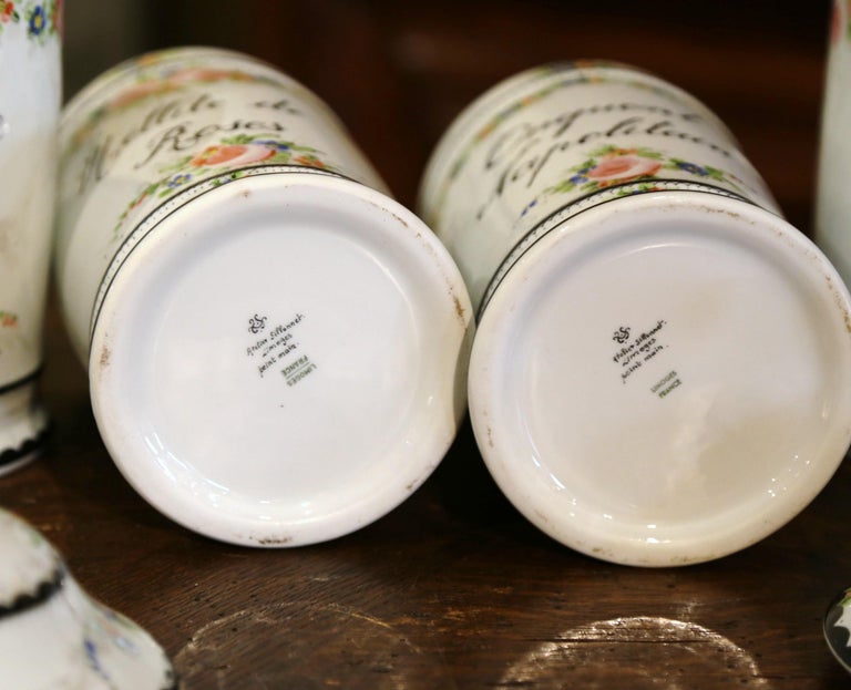 Midcentury French Limoges Porcelain Apothecary or Pharmacy Jars, Set of 6 For Sale 9
