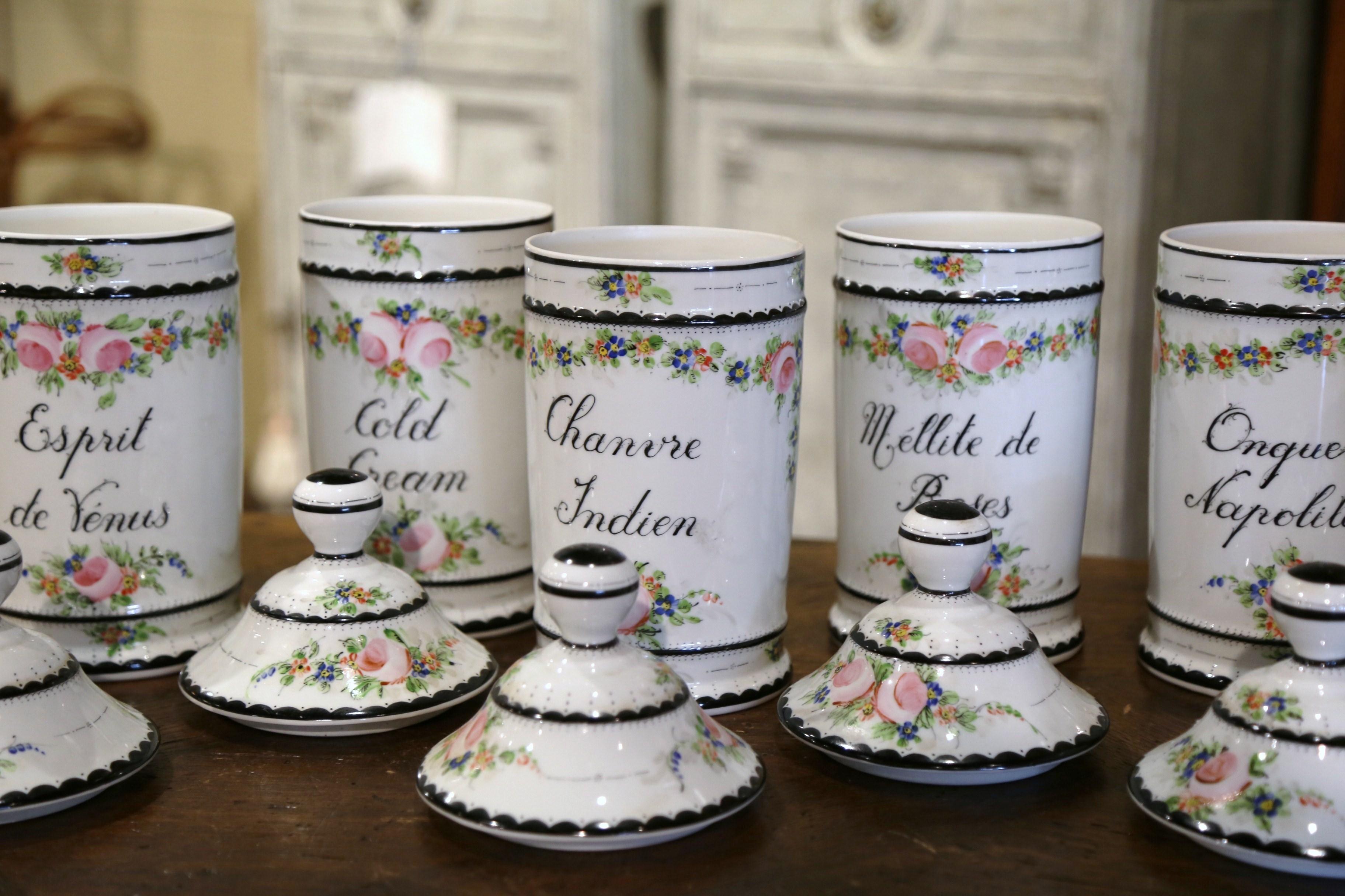 Porcelaine Pots d'apothicaire ou de pharmacie en porcelaine de Limoges du milieu du siècle dernier, lot de 6 en vente