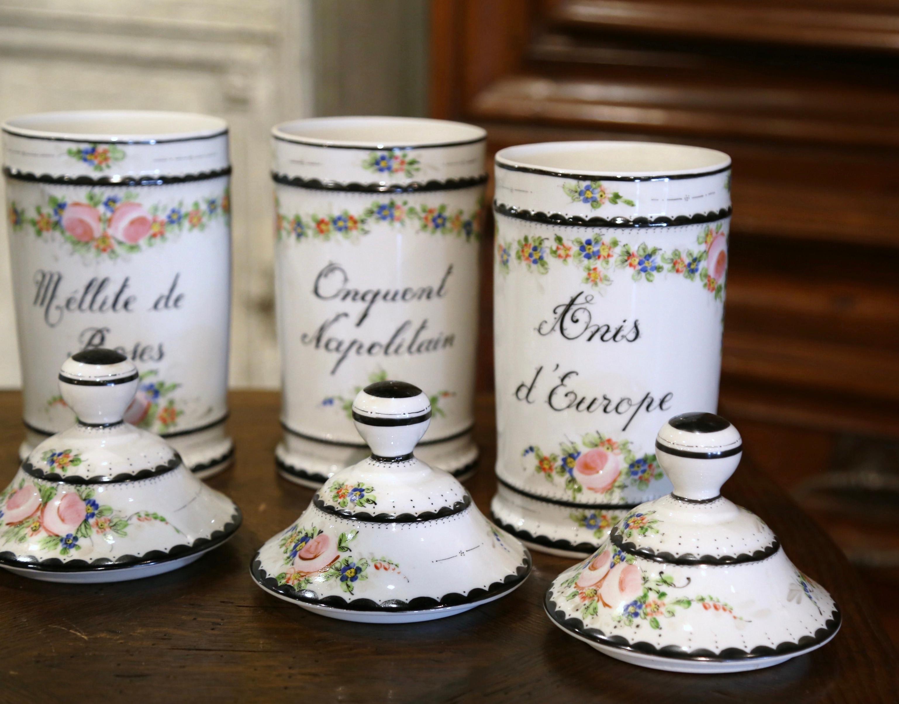 Midcentury French Limoges Porcelain Apothecary or Pharmacy Jars, Set of 6 For Sale 4