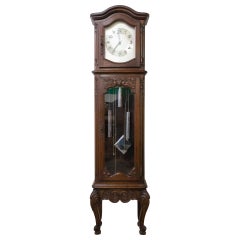 Vintage Mid Century French Longcase or Grandfather Clock Louis XV Style with Chime