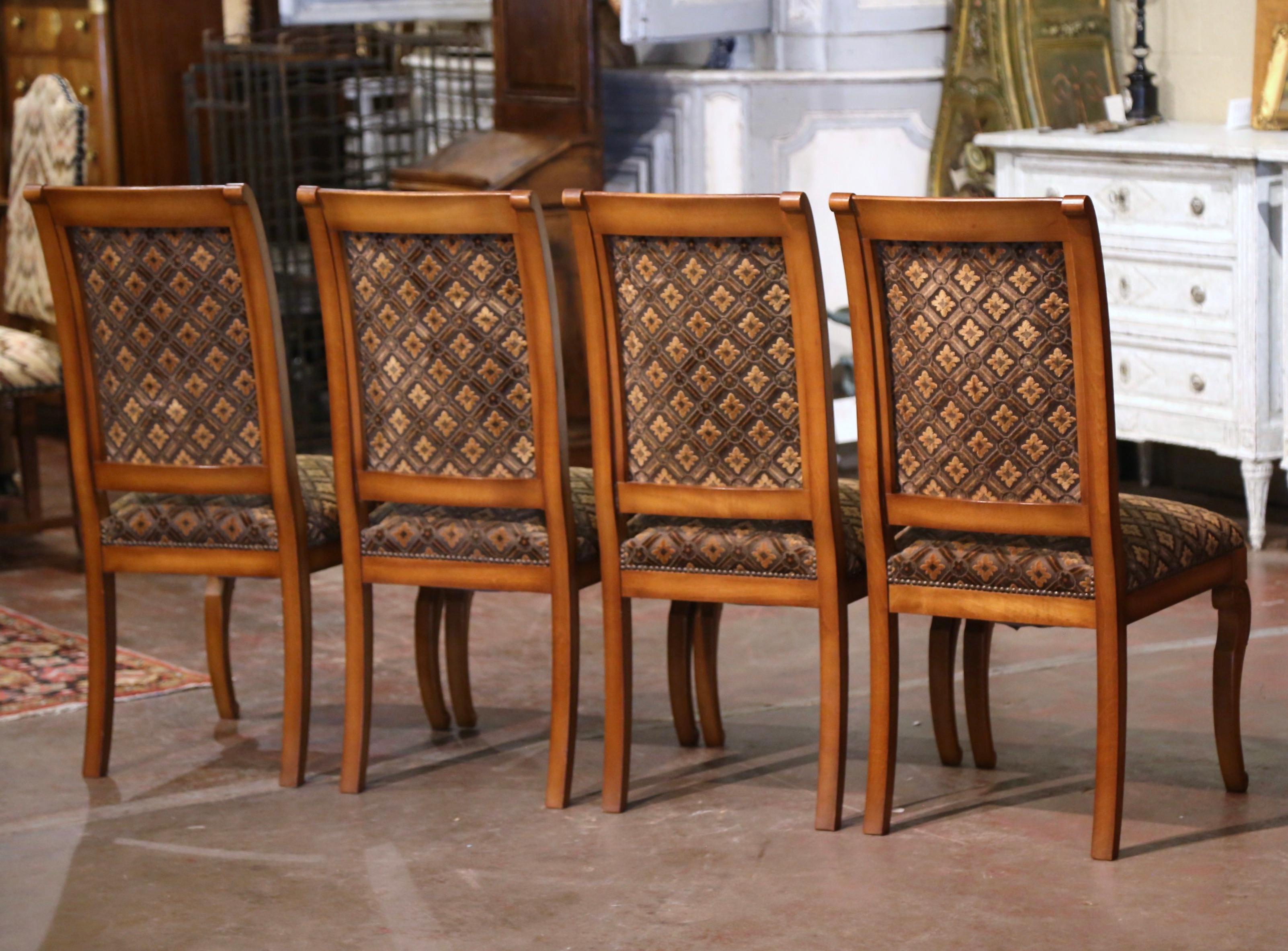 Mid-Century French Louis Philippe Carved Walnut Chairs and Armchairs-Set of Six 5