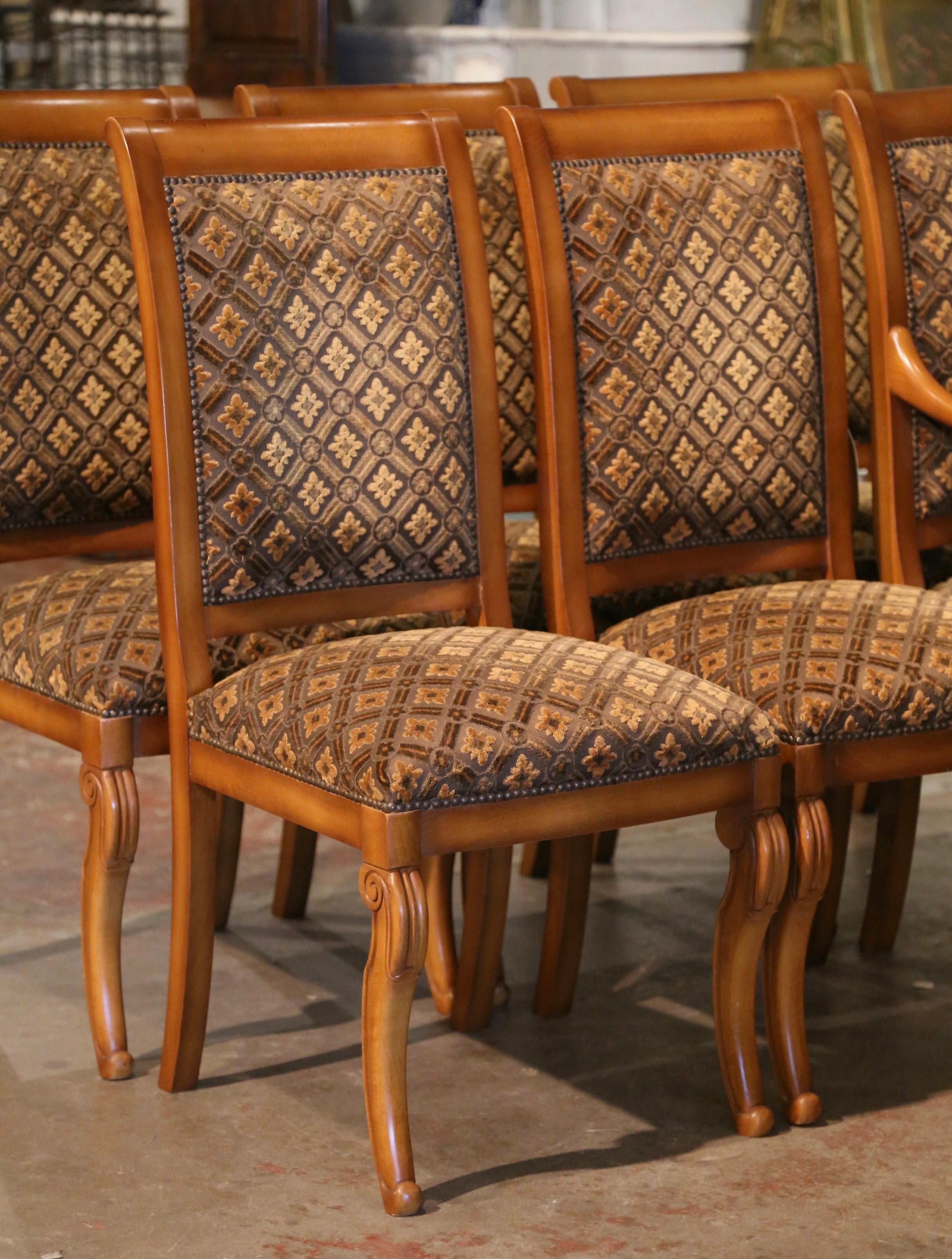 20th Century Mid-Century French Louis Philippe Carved Walnut Chairs and Armchairs-Set of Six