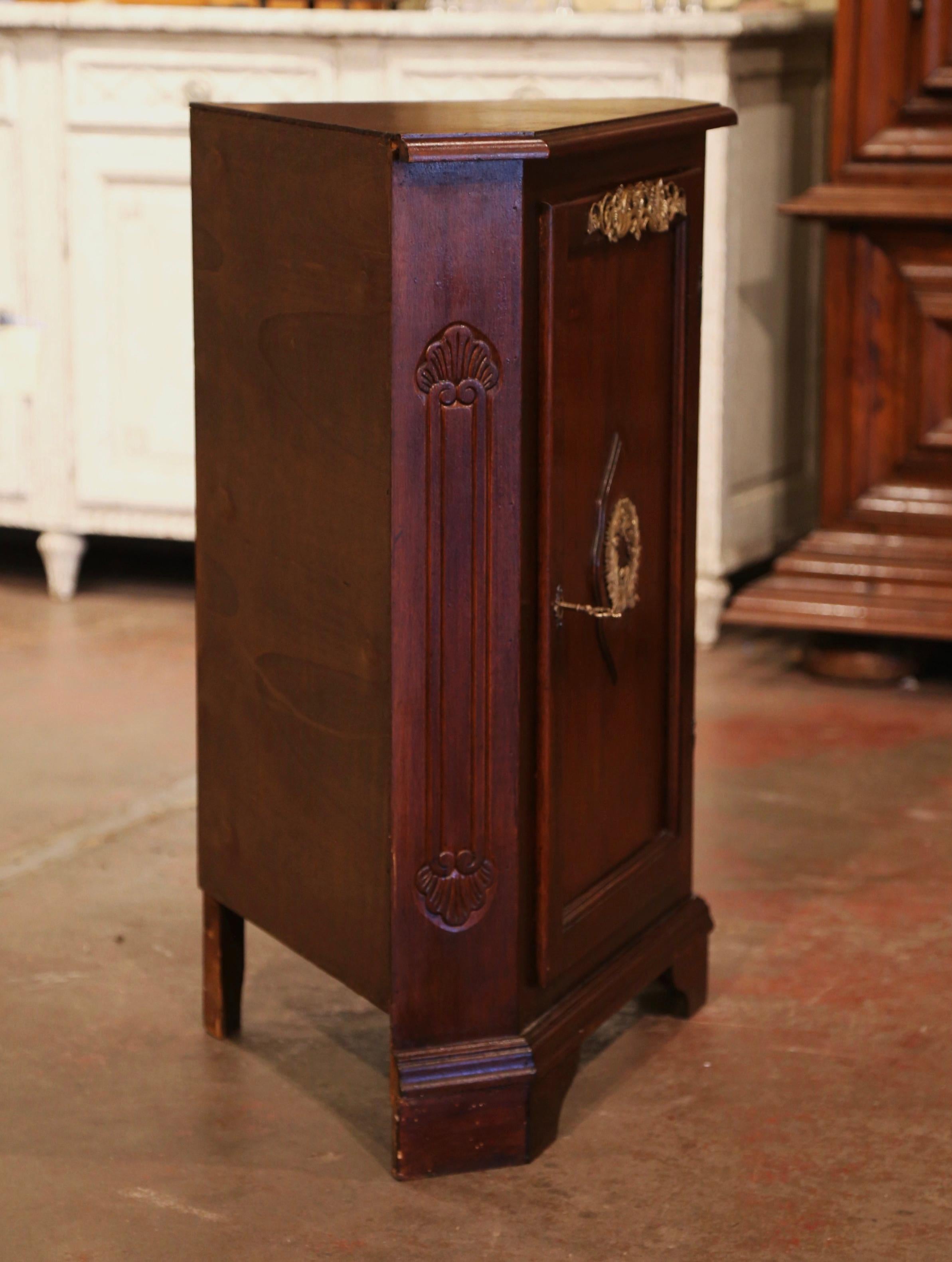 Mid-Century French Louis Philippe Mahogany Single Door Corner Cabinet For Sale 1