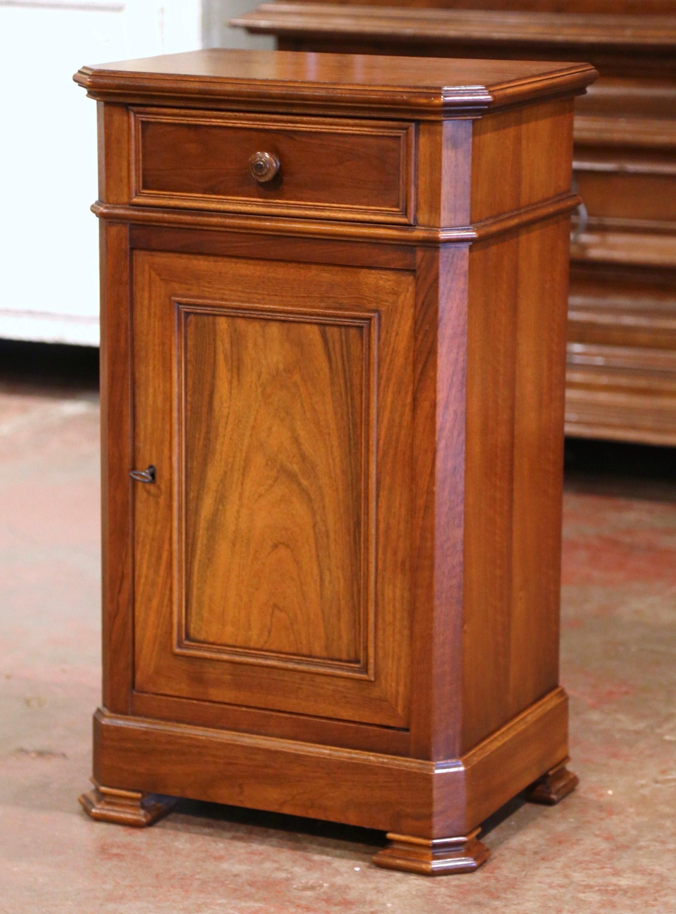 Hand-Crafted Mid-Century French Louis Philippe Walnut Bedside Cabinet