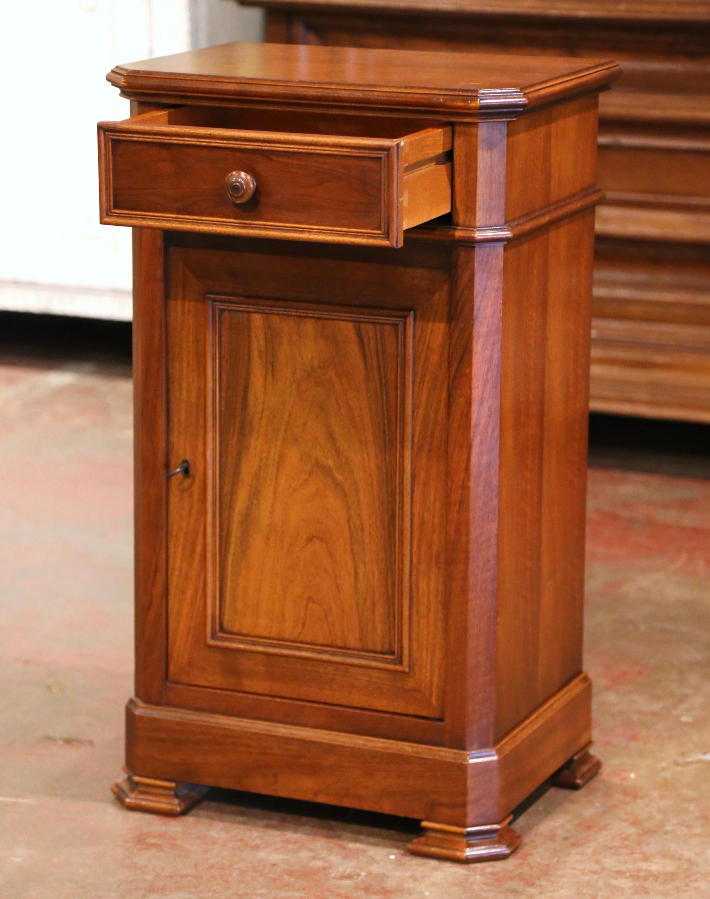 Mid-Century French Louis Philippe Walnut Bedside Cabinet 1