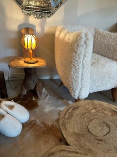 Mid-century French Louis Sognot Rattan Table Lamp, 1960s