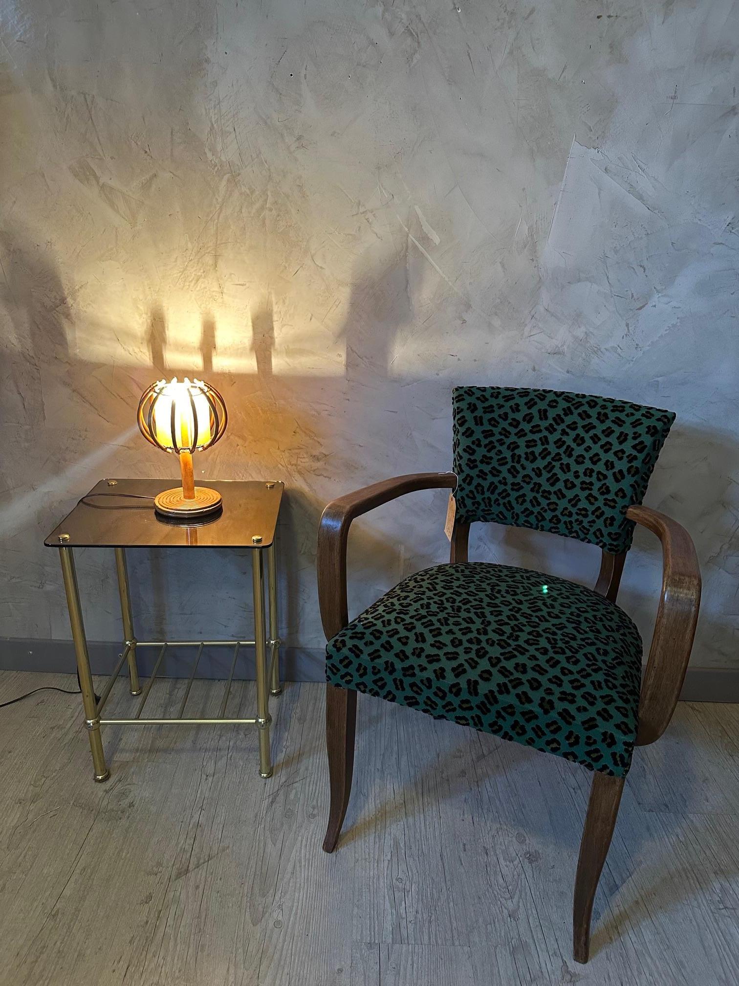 Mid-century French Louis Sognot Rattan Table Lamp, 1960s For Sale 5
