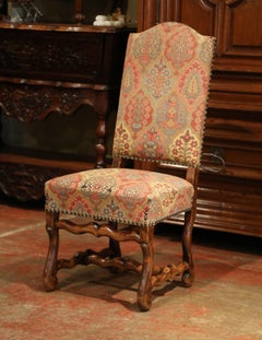 Midcentury French Louis XIII Carved Sheep Bone Dining Chairs, Set of Eight