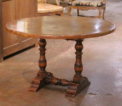 Mid-Century French Louis XIII Style Walnut Round Dining Table
