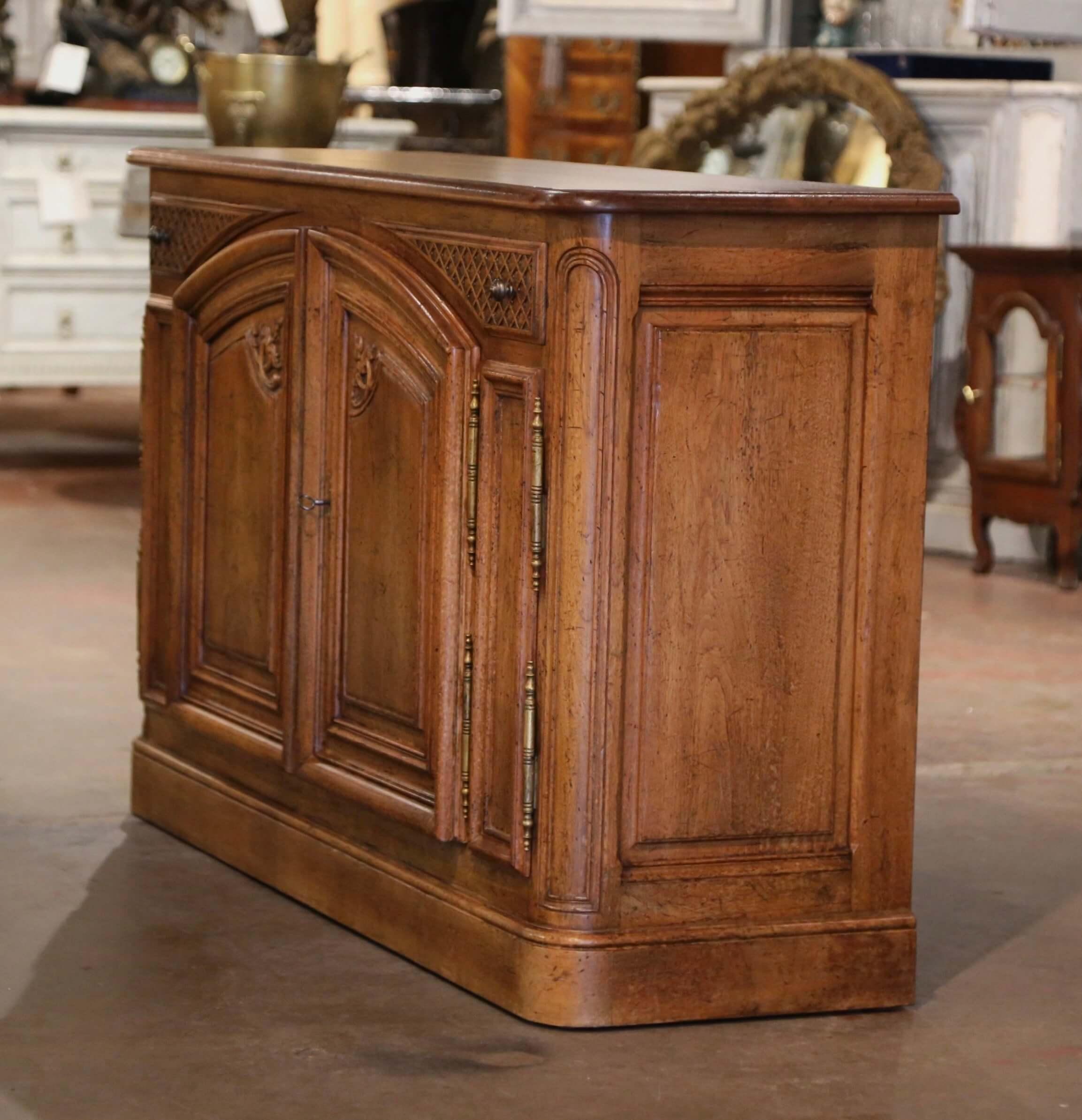 Mid-Century French Louis XIV Carved Walnut Two-Door 