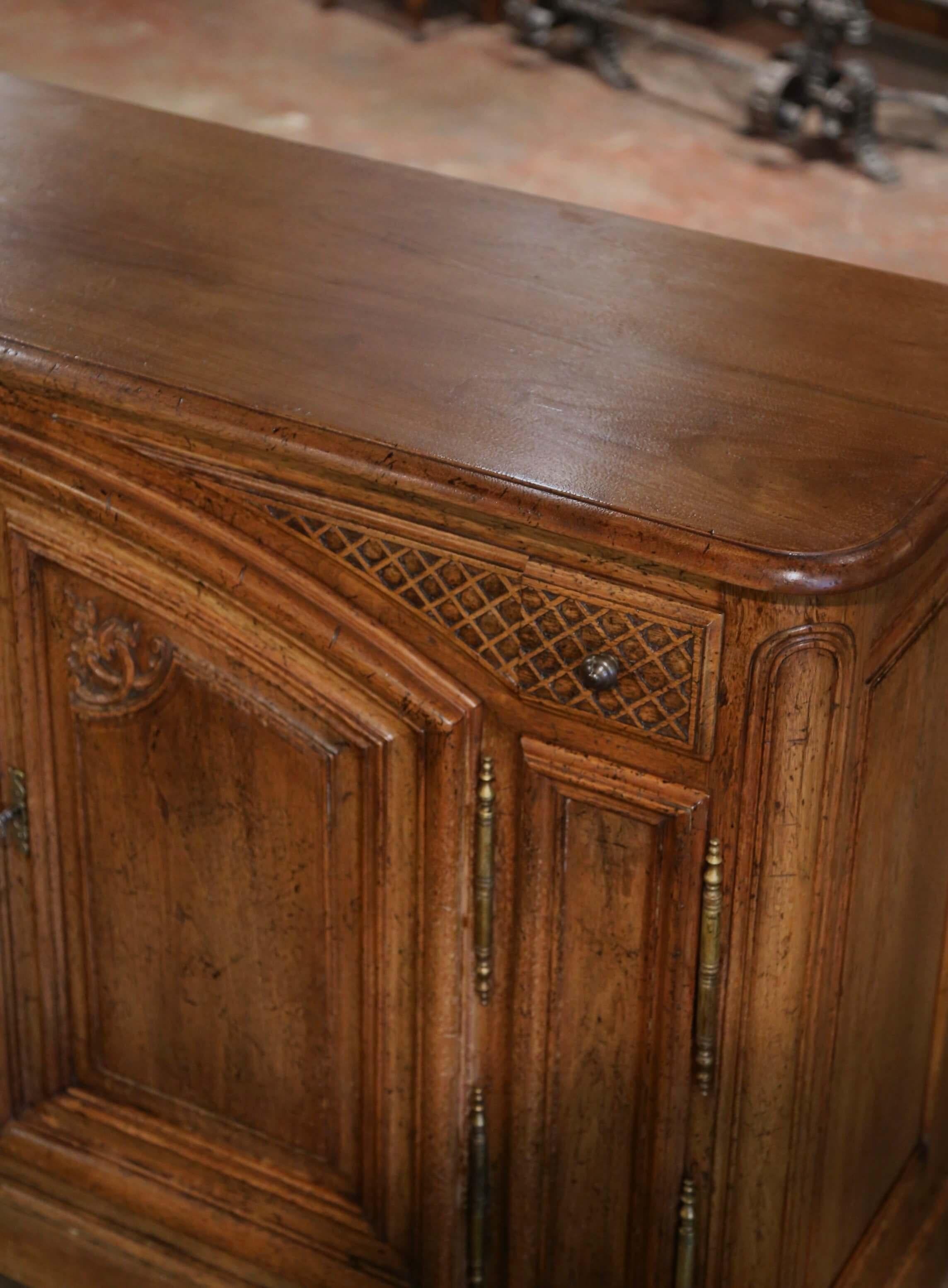 Hand-Carved Mid-Century French Louis XIV Carved Walnut Two-Door 