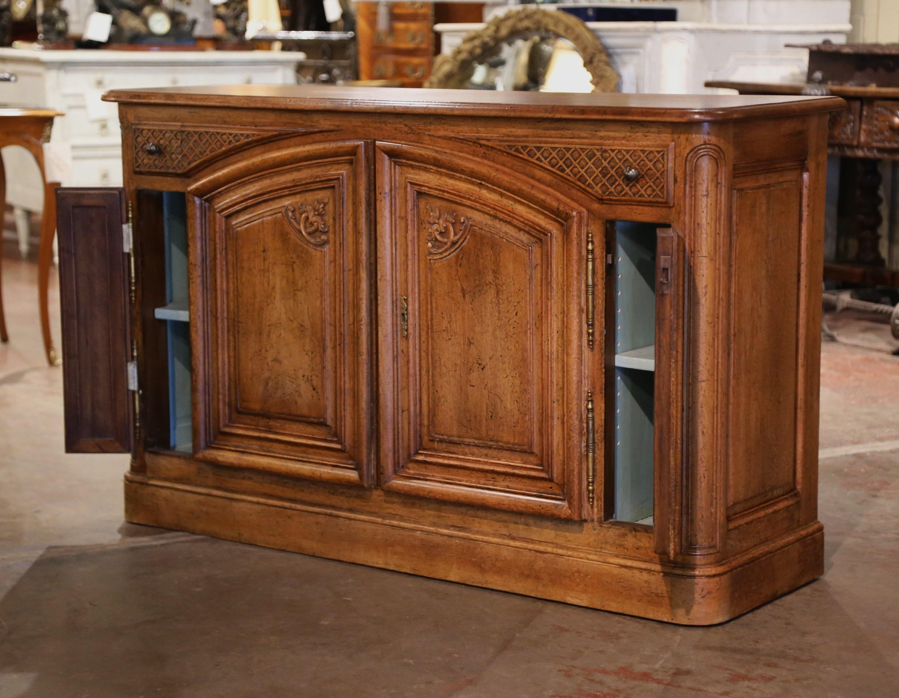 Mid-Century French Louis XIV Carved Walnut Two-Door 