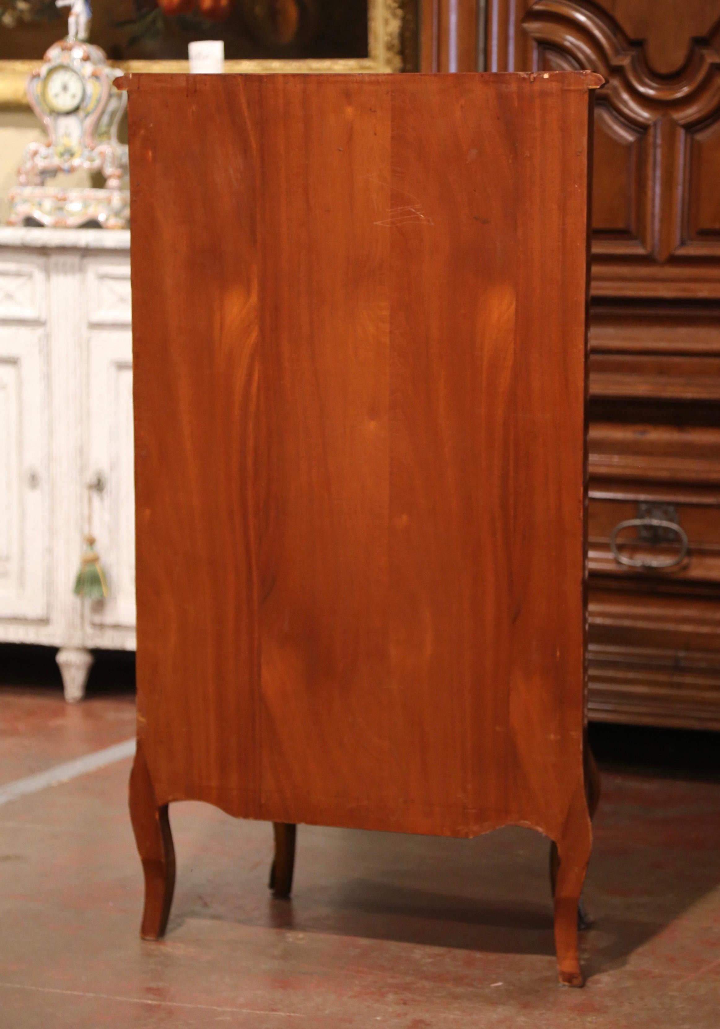 Mid-Century French Louis XV Burl & Rosewood Carved Bombe Seven-Drawer Chest 5