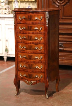 Französische Kommode mit sieben Schubladen aus Wurzelholz und Rosenholz, Mid-Century, Louis XV