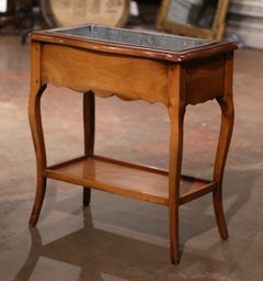 Mid-Century French Louis XV Carved Cherry Plant Stand with Zinc Liner