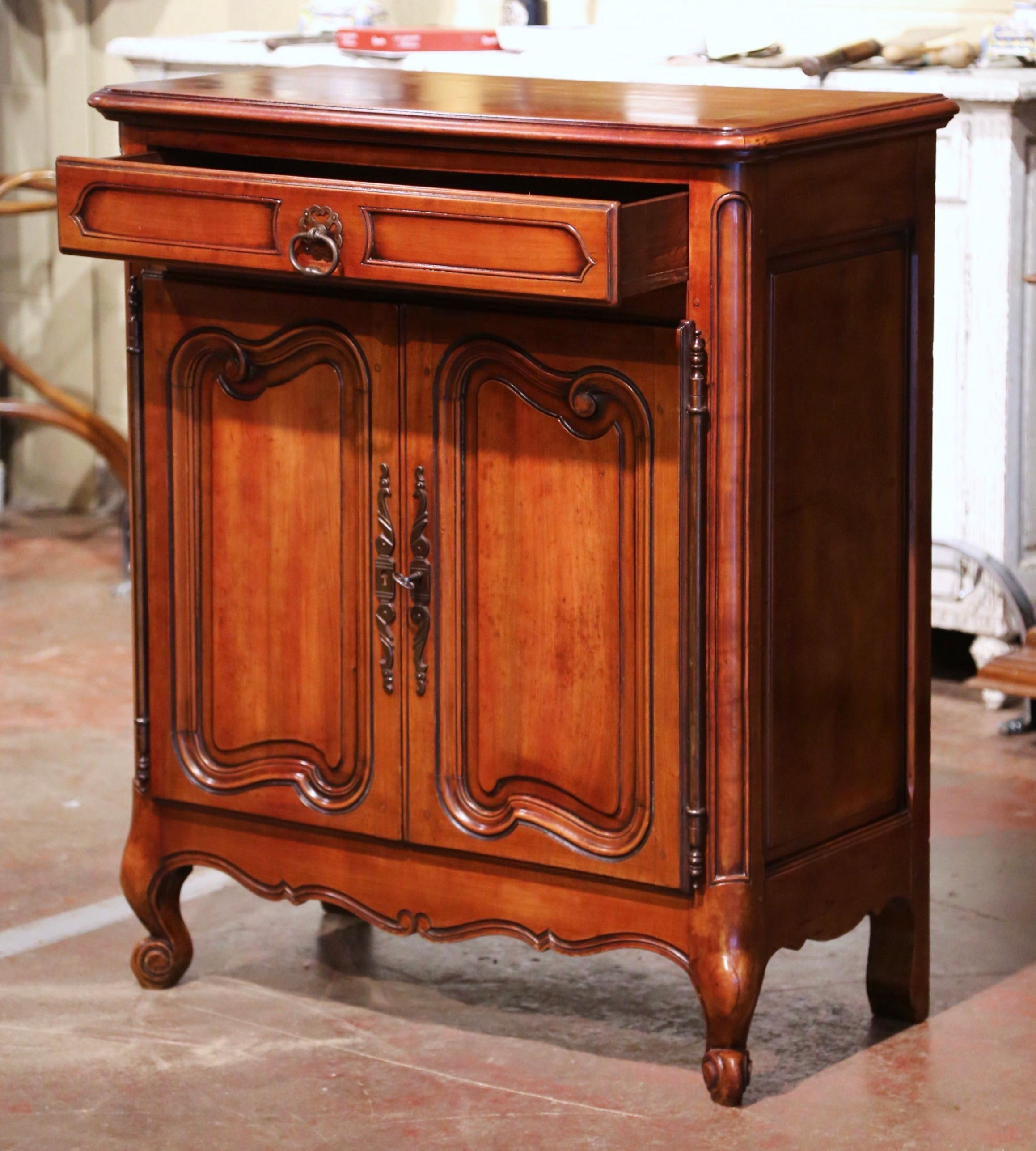 20th Century Mid Century French Louis XV Carved Cherry Two-Door Jelly Cabinet from Provence