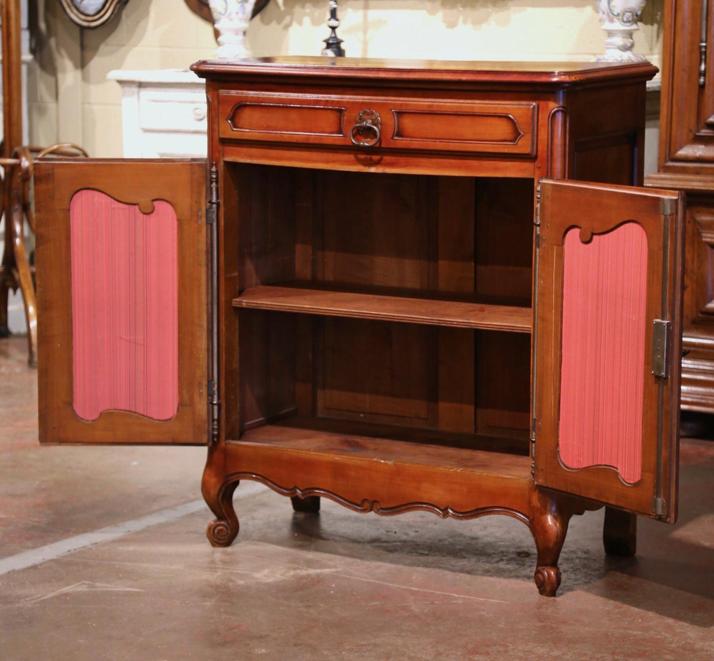 Mid Century French Louis XV Carved Cherry Two-Door Jelly Cabinet from Provence 1