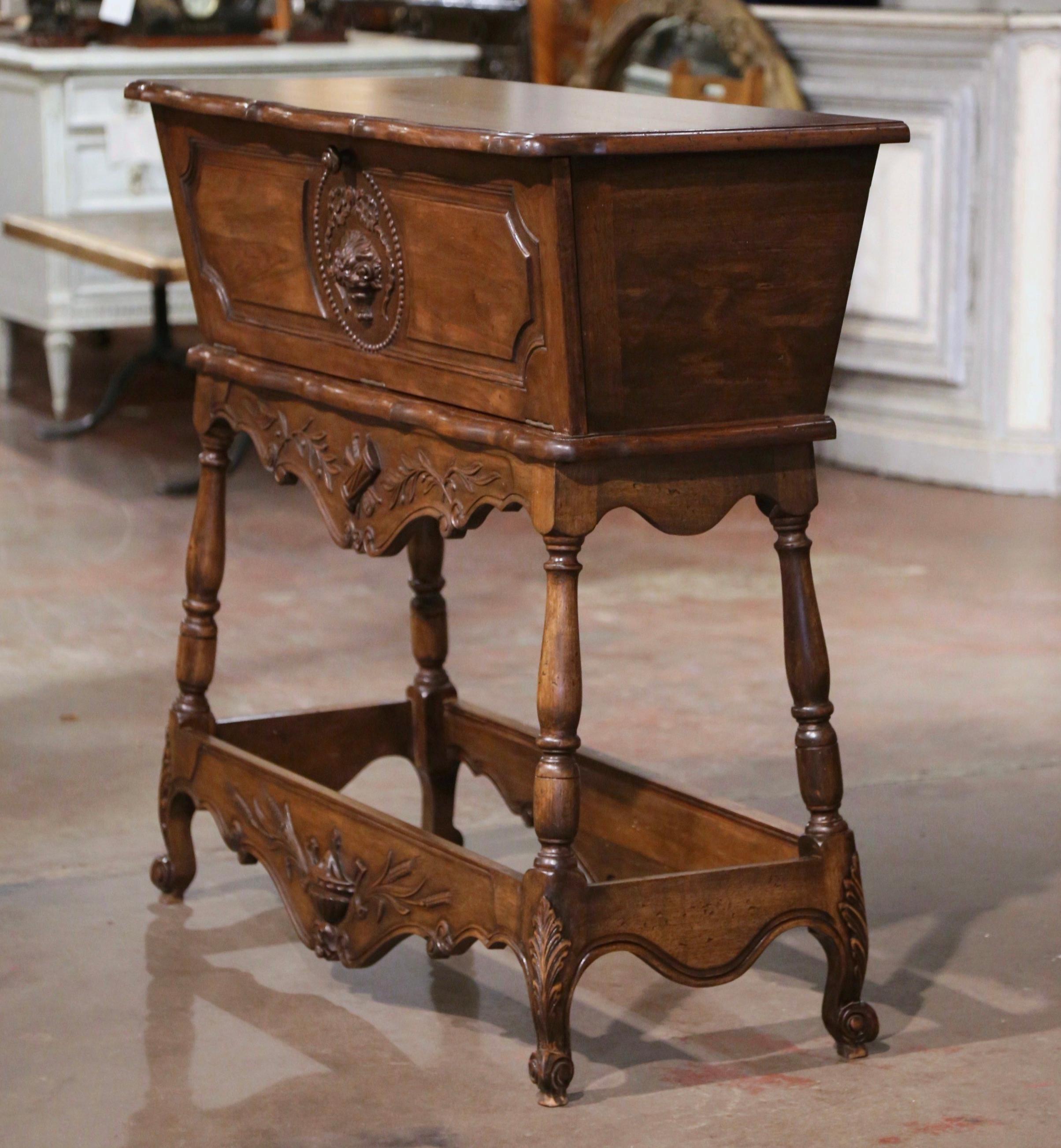 Mid-Century French Louis XV Carved Walnut Petrin Dough Box from Provence For Sale 9