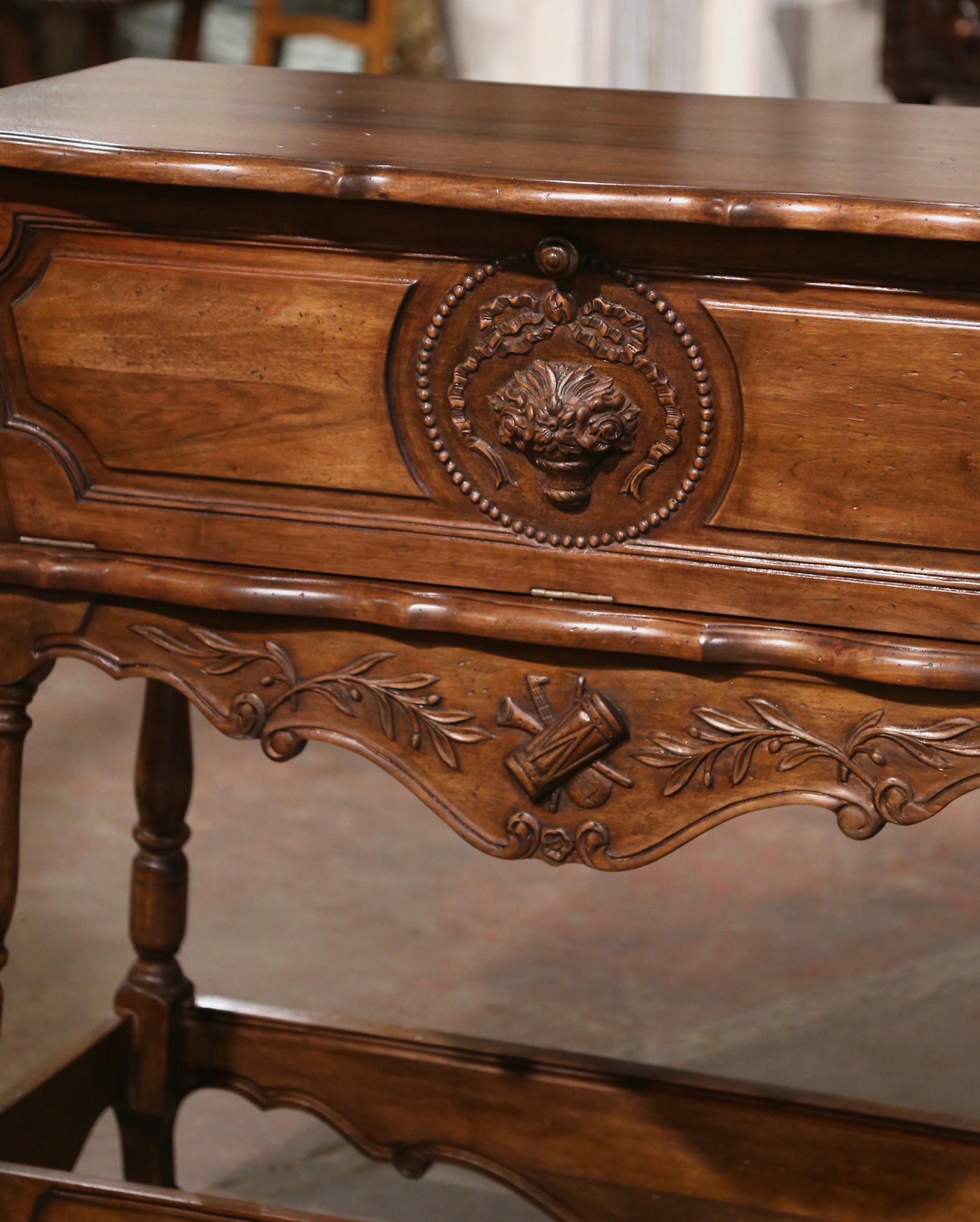 Patinated Mid-Century French Louis XV Carved Walnut Petrin Dough Box from Provence For Sale