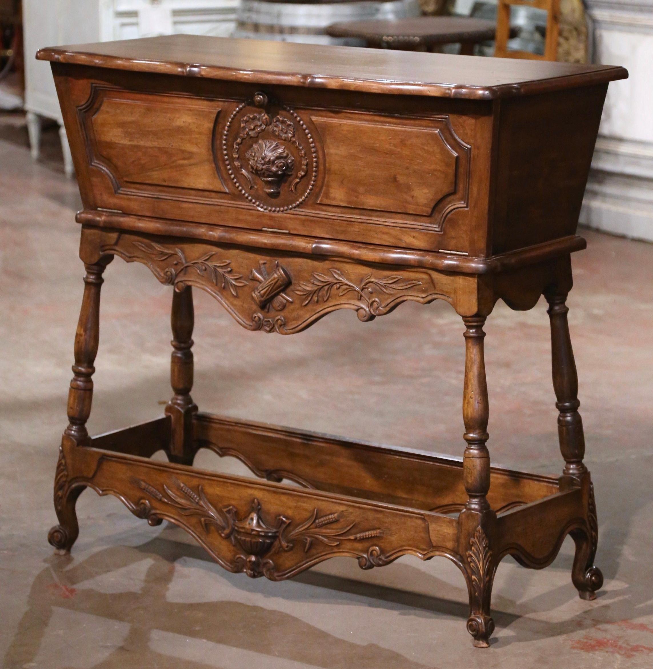 20th Century Mid-Century French Louis XV Carved Walnut Petrin Dough Box from Provence For Sale