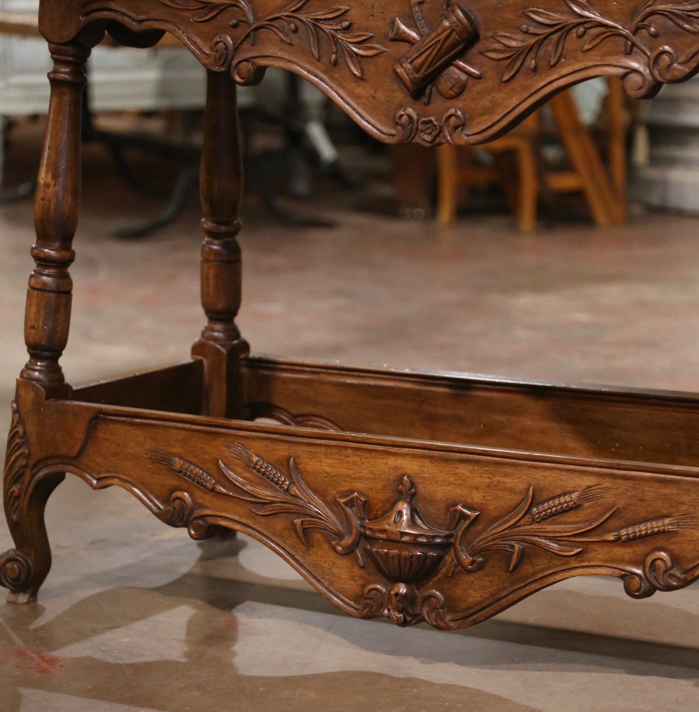 Mid-Century French Louis XV Carved Walnut Petrin Dough Box from Provence For Sale 2