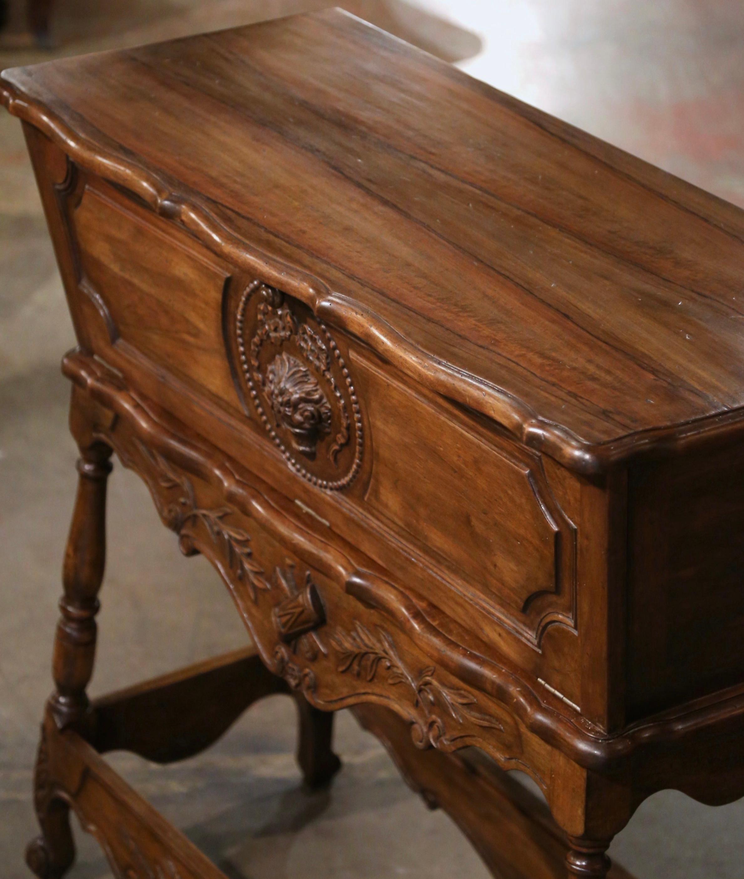 Mid-Century French Louis XV Carved Walnut Petrin Dough Box from Provence For Sale 4