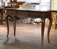 Mid-Century French Louis XV Carved Walnut Three-Drawer Console Table