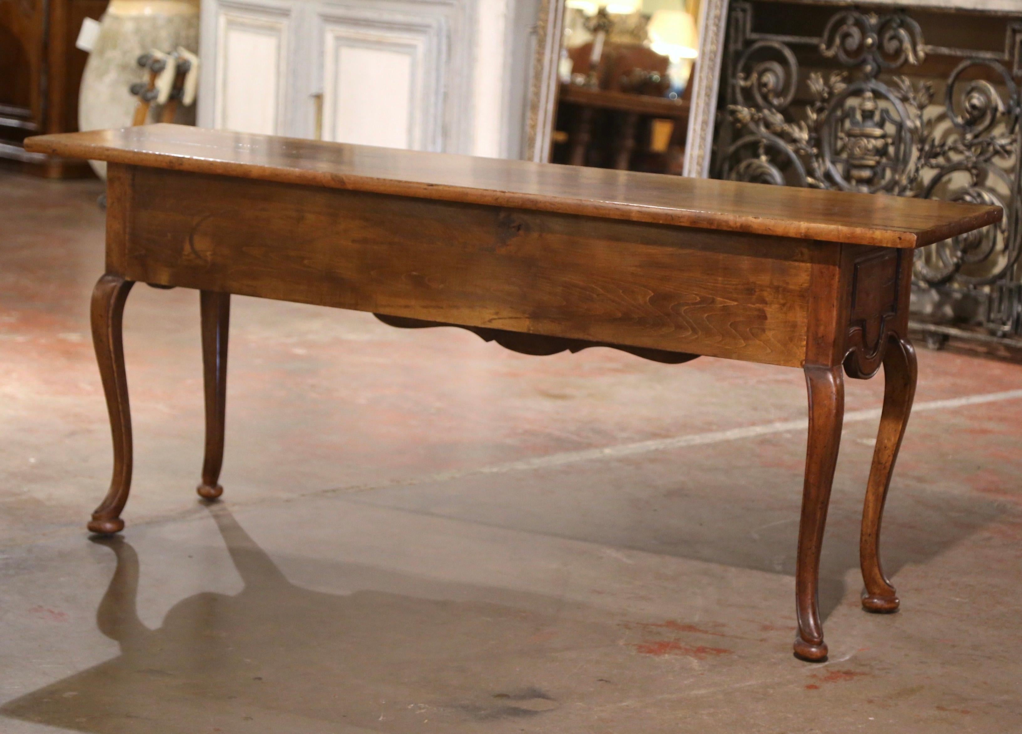 Mid-Century French Louis XV Carved Walnut Two-Drawer Console Table 4