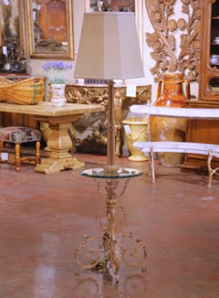 Mid-Century French Louis XV Forged Wrought Iron Floor Lamp