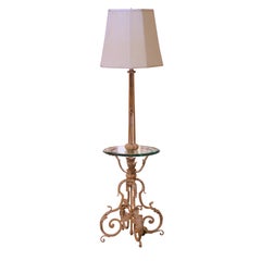 Mid-Century French Louis XV Forged Wrought Iron Floor Lamp
