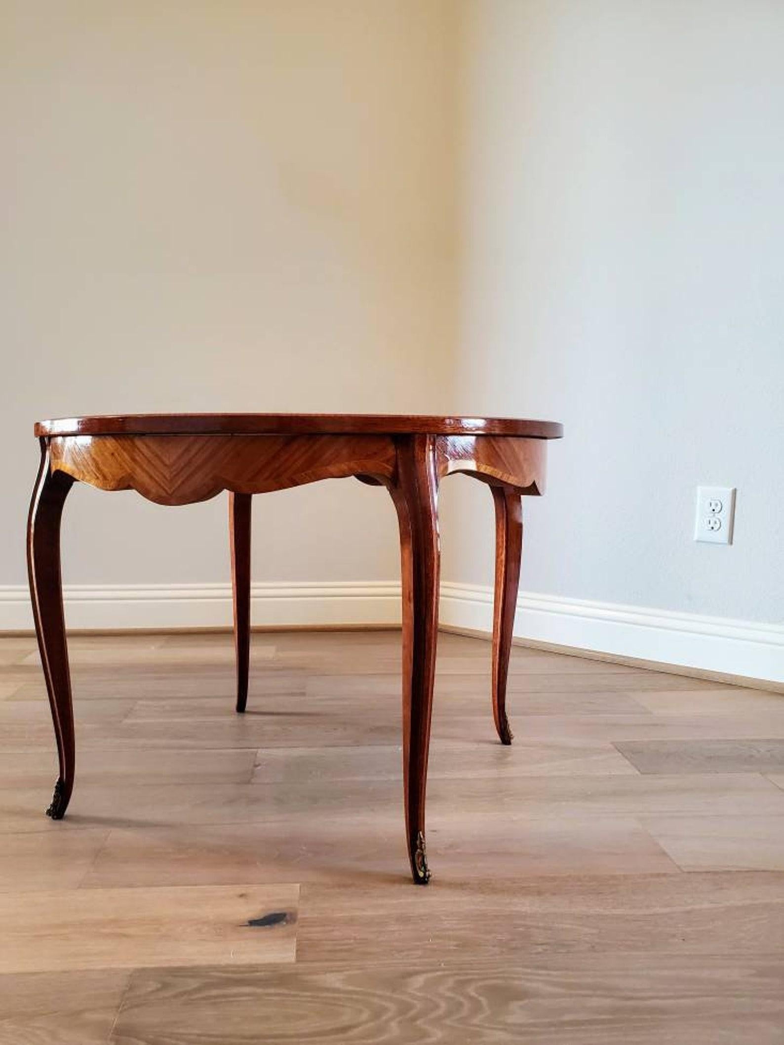 Mid-Century French Louis XV Low Table with Stunning Marquetry 5
