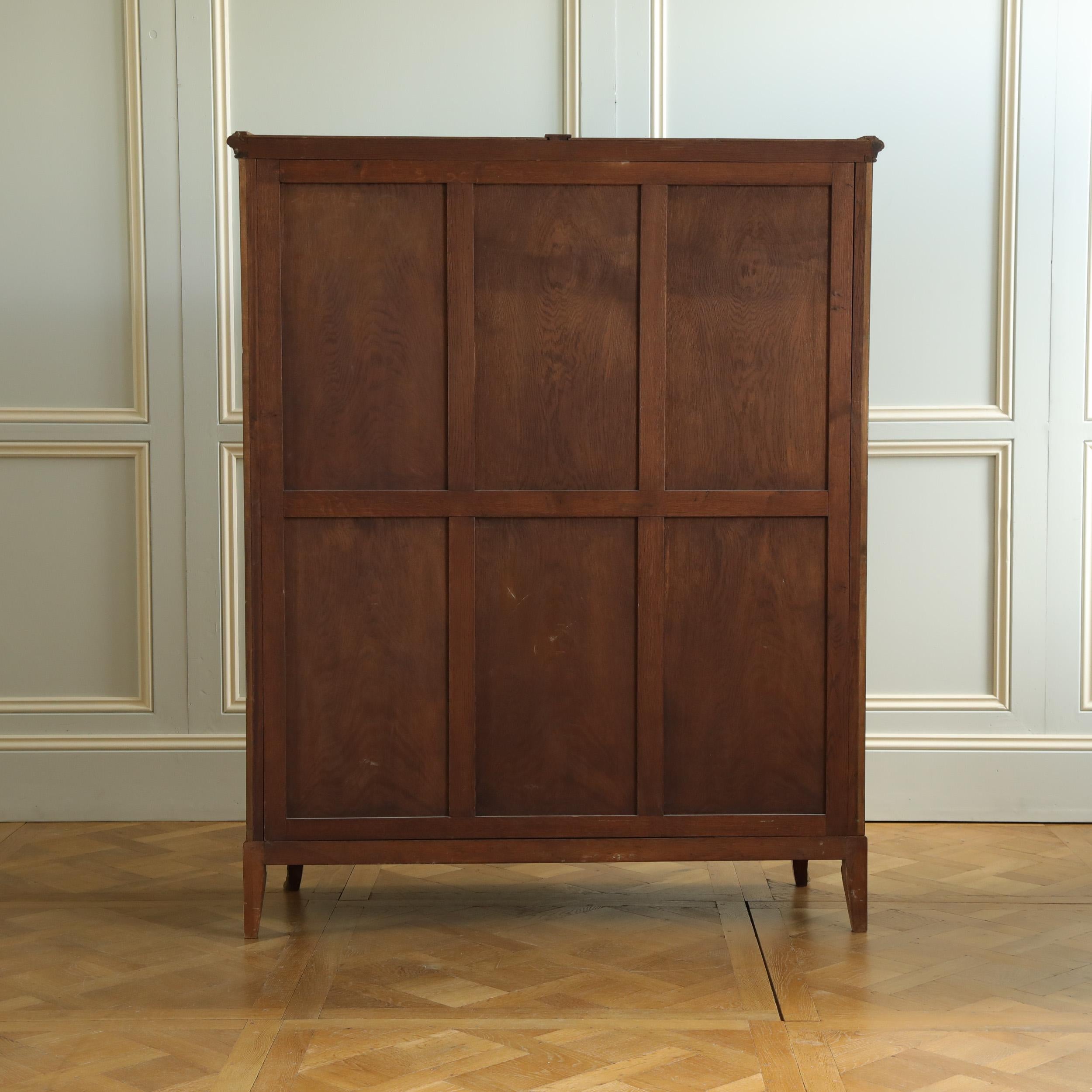 Mid Century French Louis XV Style Armoire Featuring Serpentine Marquetry 1