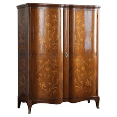 Mid Century French Louis XV Style Armoire Featuring Serpentine Marquetry