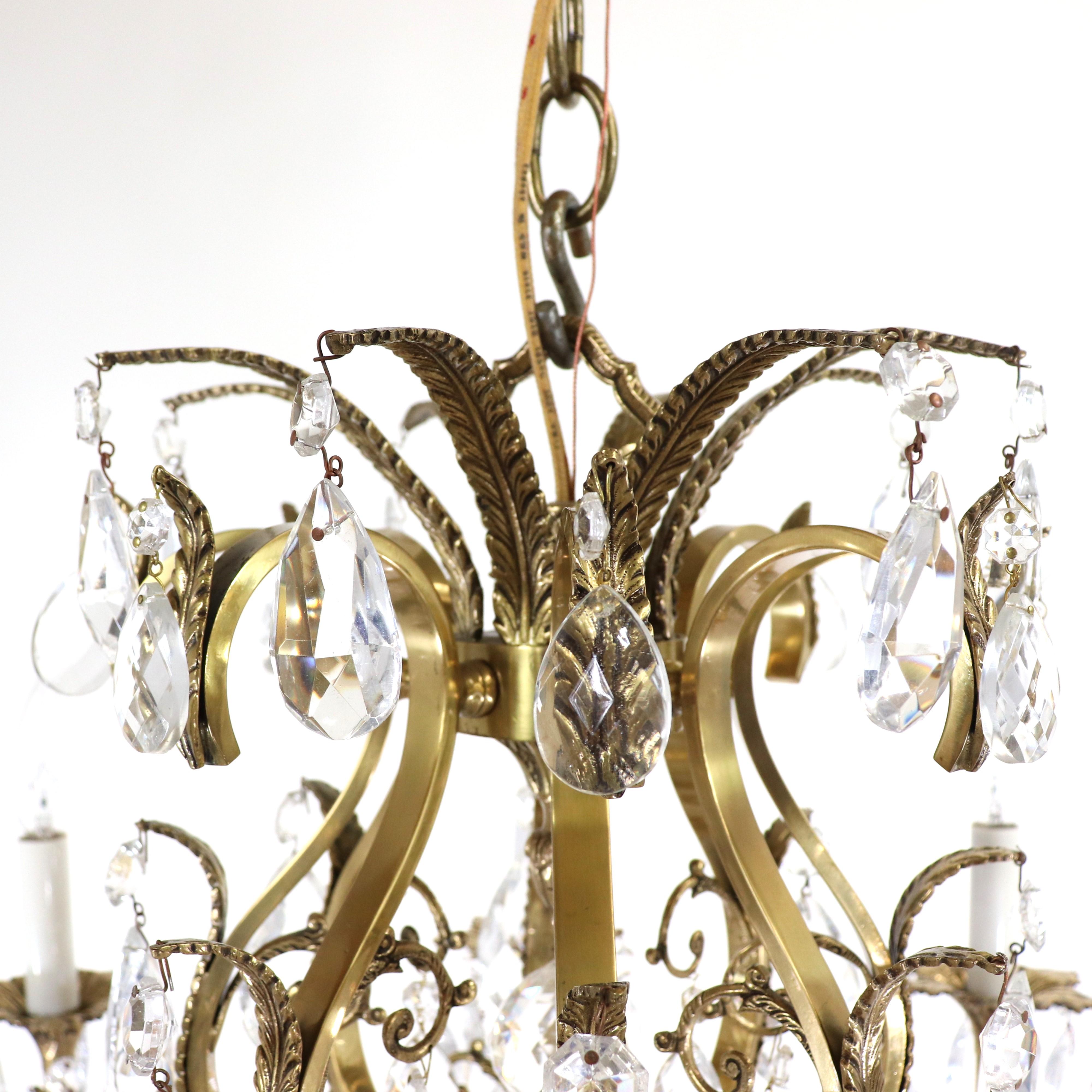 20th Century Mid-Century French Louis XV Style Bronze Chandelier   For Sale