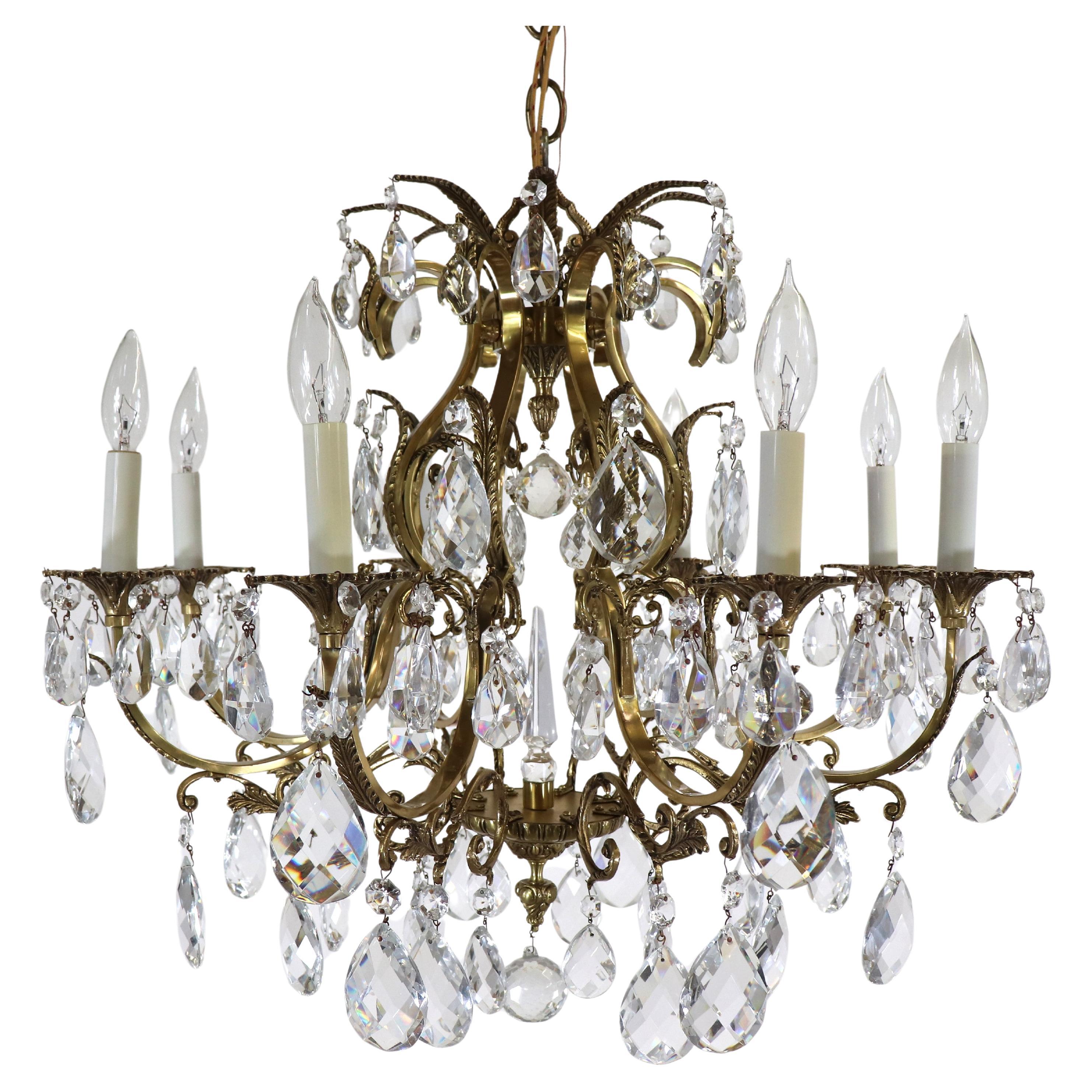 Mid-Century French Louis XV Style Bronze Chandelier   For Sale