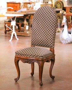 Mid-Century French Louis XV Walnut Desk Chair with Upholstered Seat