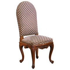 Mid-Century French Louis XV Walnut Desk Chair with Upholstered Seat