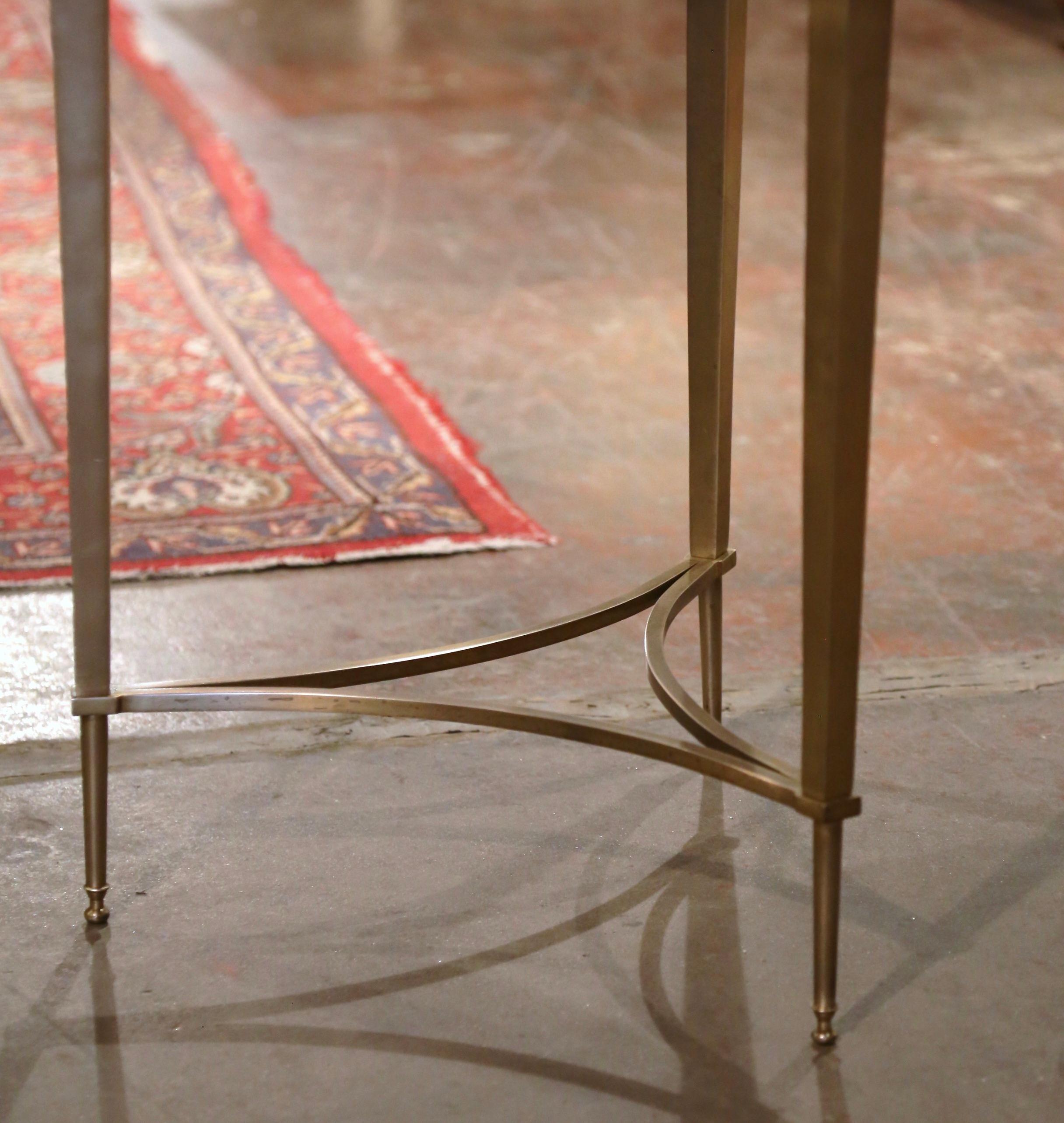 Gilt Mid-Century French Louis XVI Black Marble Top and Bronze Guéridon Table
