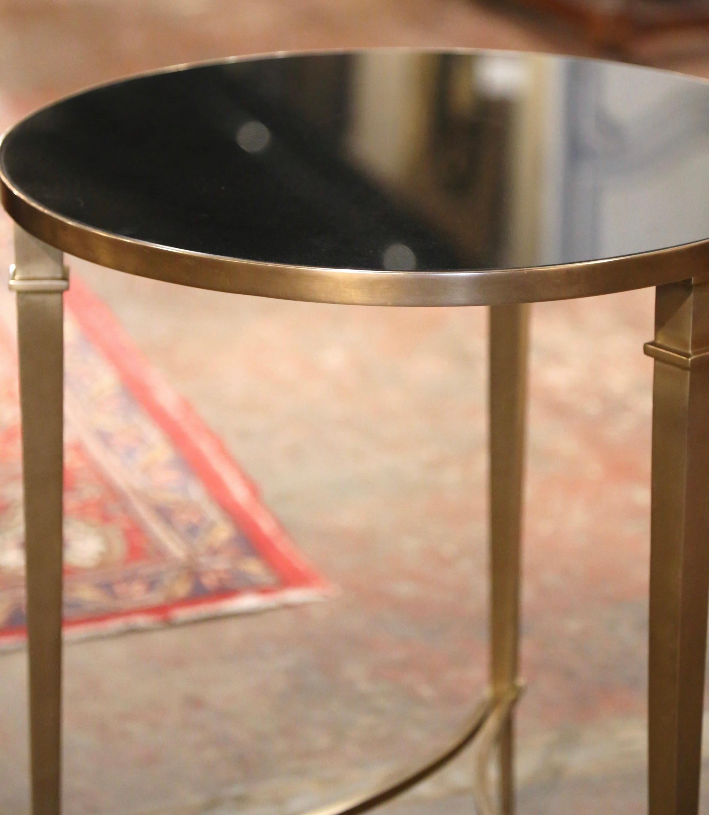 Mid-Century French Louis XVI Black Marble Top and Bronze Guéridon Table 1