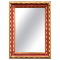 Mid-Century French Louis XVI Carved Giltwood Wall Mirror with Rope Decor