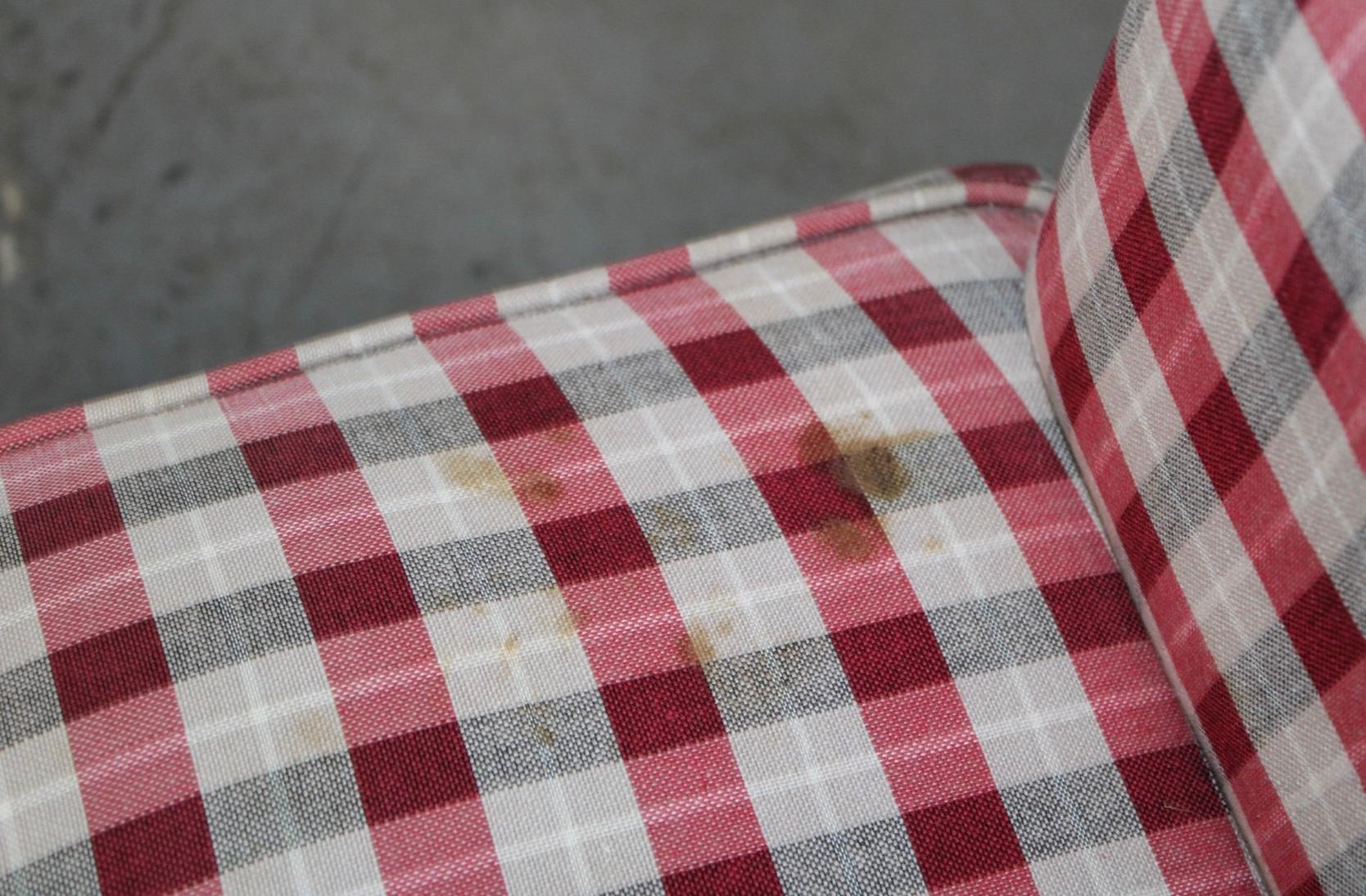 Upholstery Mid-Century French Louis XVI Style Painted Daybed Or Bench In Red Check