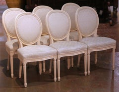 Mid-Century French Louis XVI Painted Dining Side Chairs, Set of 6