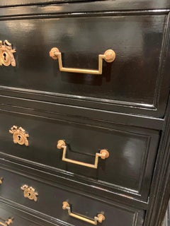 Mid-Century French Louis XVI Style Black Lacquered Chest