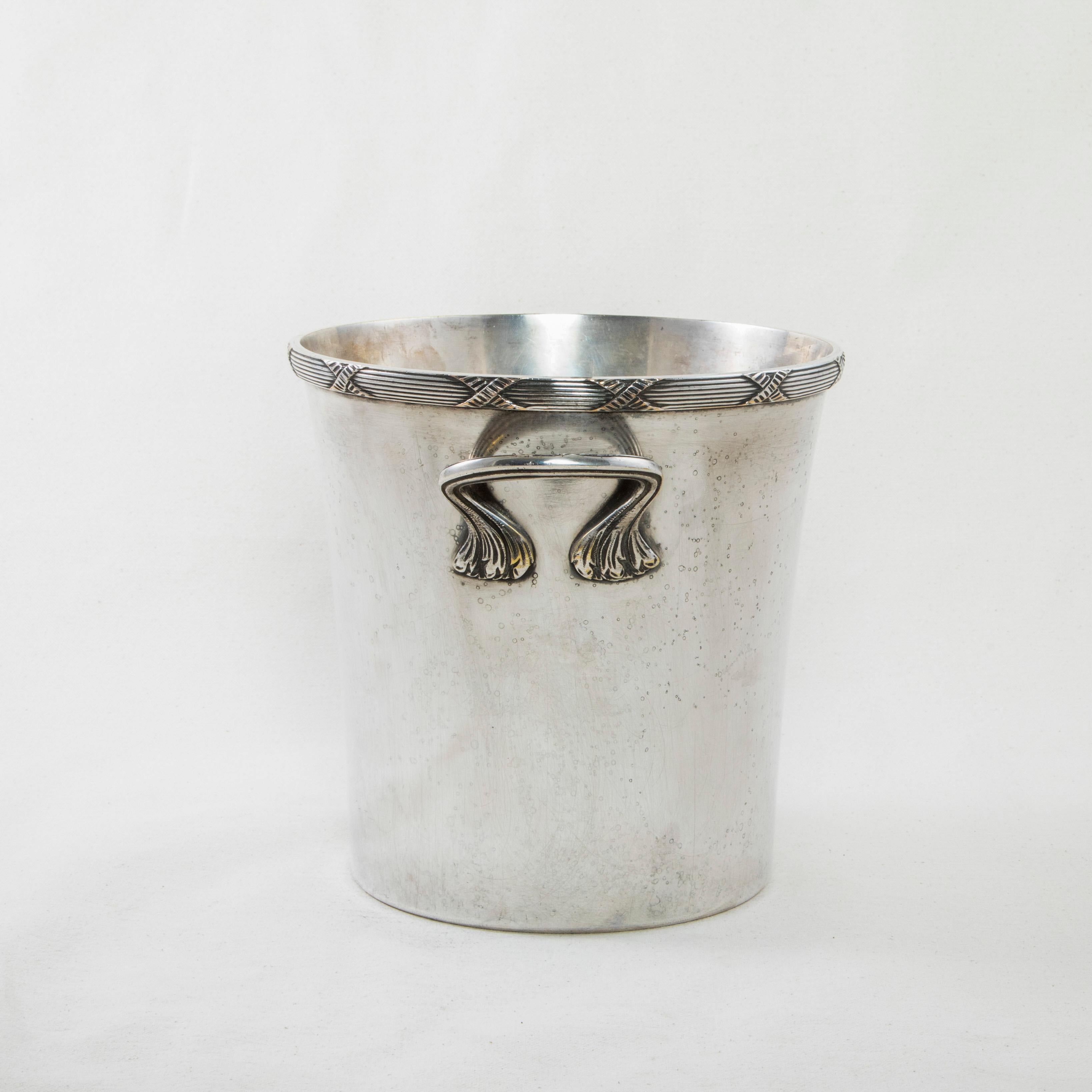 20th Century Midcentury French Louis XVI Style Silver Plate Champagne Bucket, Wine Chiller