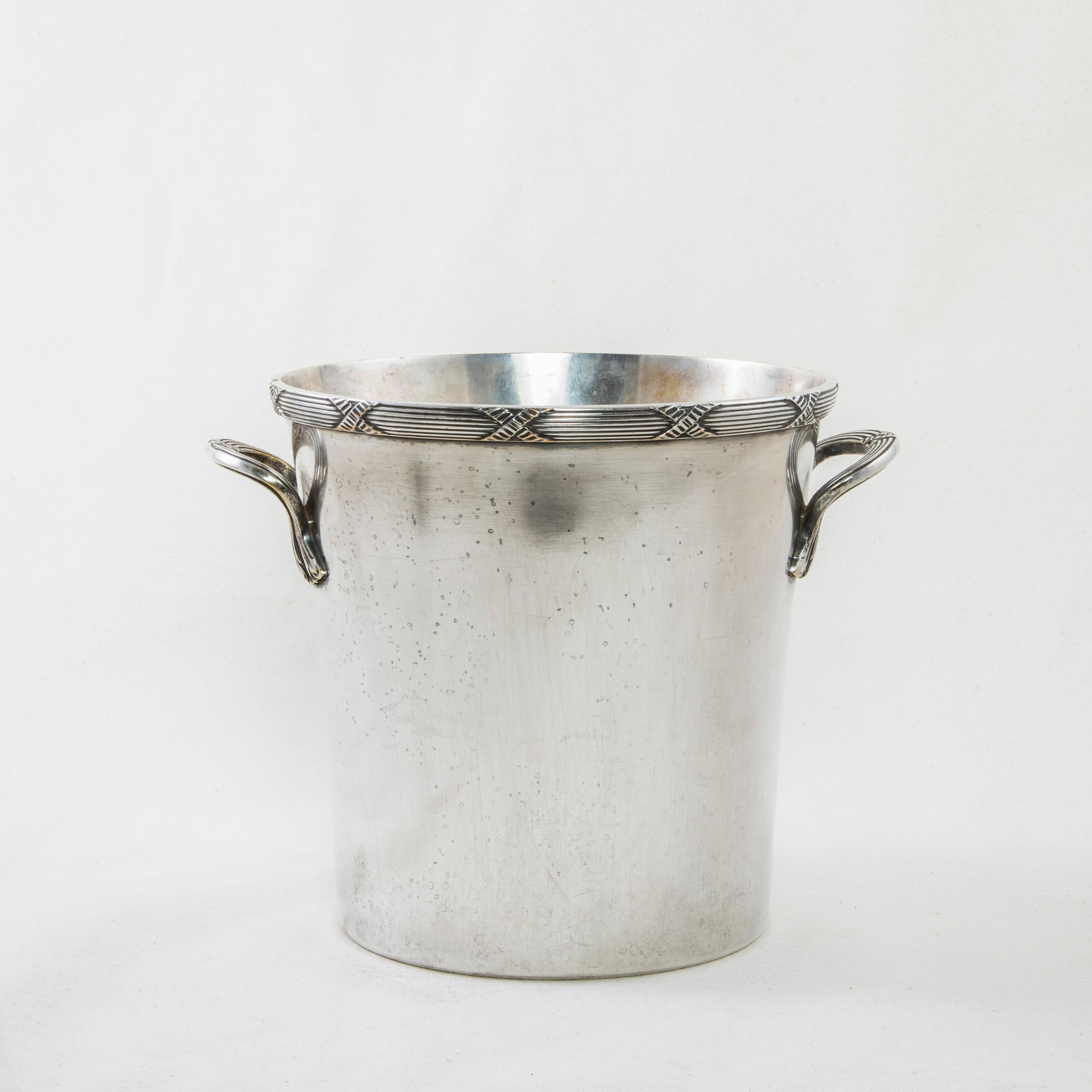 Midcentury French Louis XVI Style Silver Plate Champagne Bucket, Wine Chiller 1
