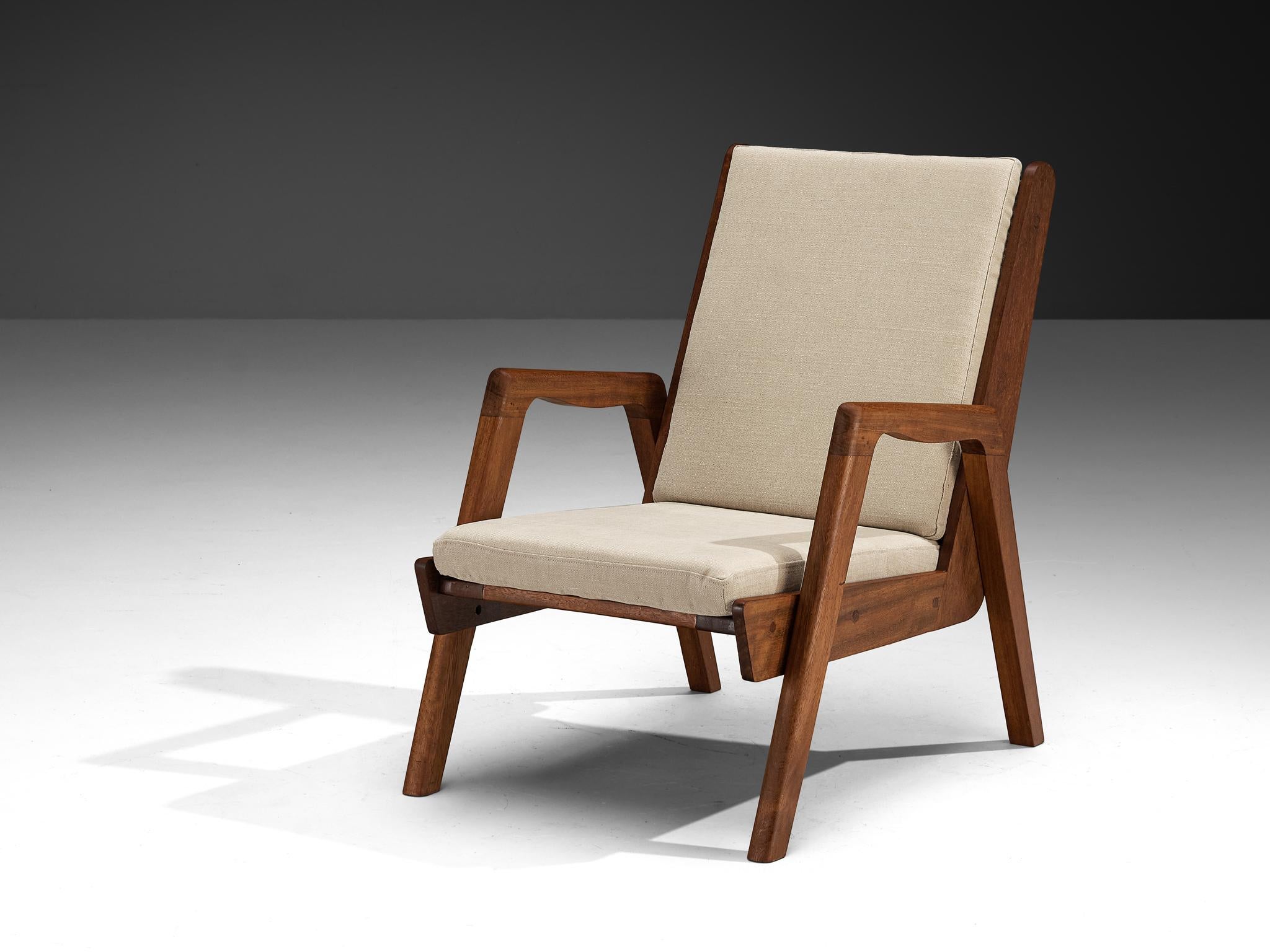 Sillas de salón francesas de mediados de siglo en madera y ratán Tela en venta