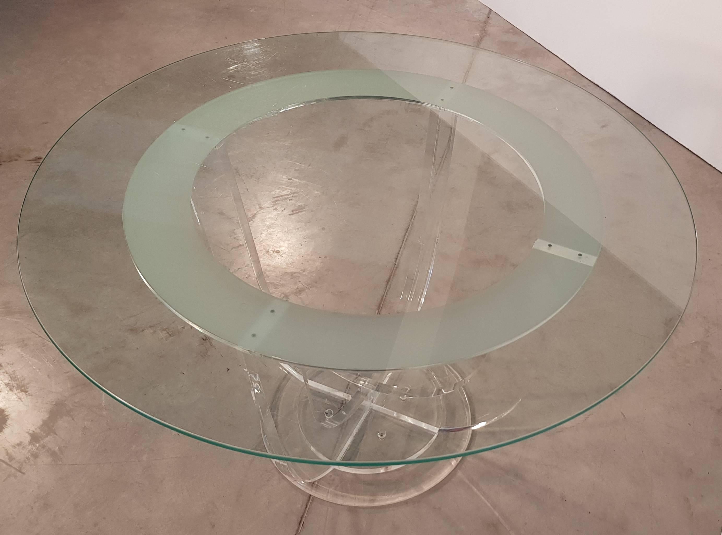 Midcentury French Lucite and Glass Dining or Center Table For Sale 5
