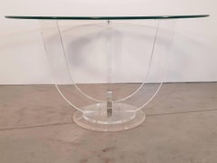 Midcentury French Lucite and Glass Dining or Center Table