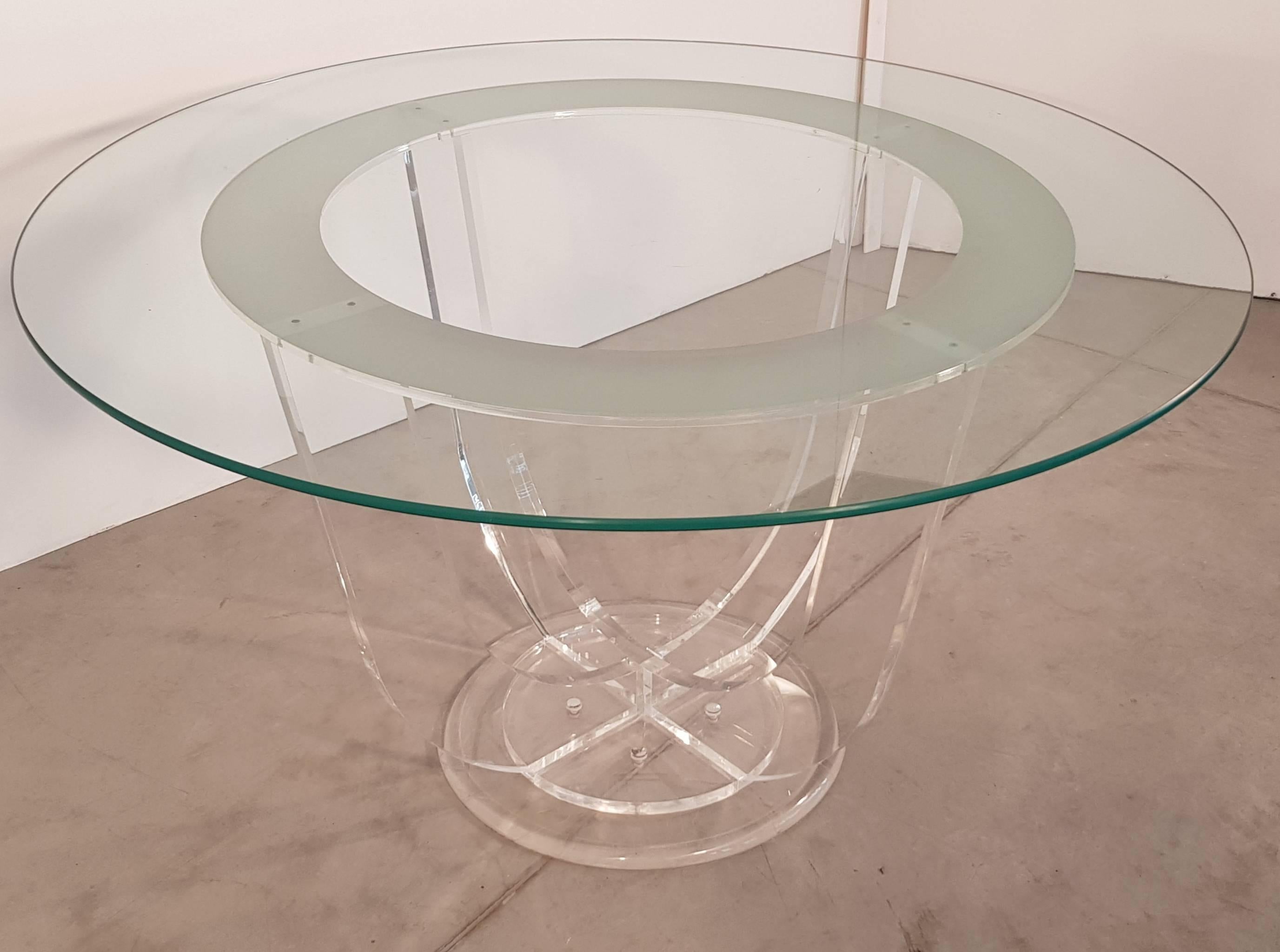 Mid-Century Modern Midcentury French Lucite and Glass Dining or Center Table For Sale